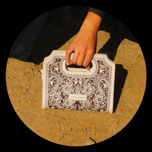 Handtooled Alma Medium Handbag - Ivory Dust
